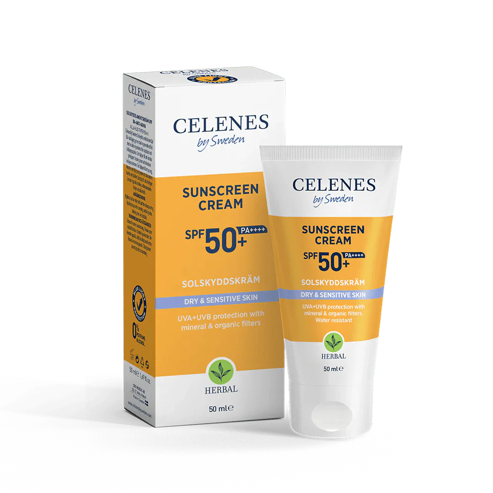 Celenes by Sweden Herbal Sunscreen Face Cream Spf 50 Dry / Sensitive 50 ml / 1.7 fl oz -3 Pack - By Baano