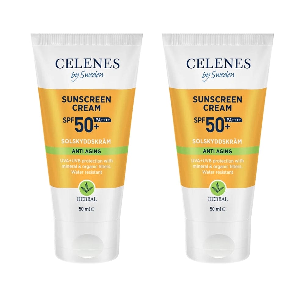 Celenes by Sweden Herbal Sunscreen Face Cream Spf Anti Aging 50 Spf  50 ml / 1.7 fl oz -2 Pack - By Baano