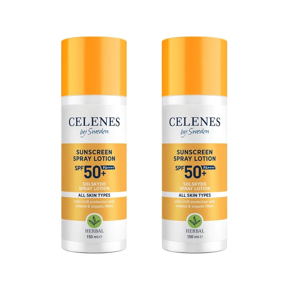 Celenes by Sweden Herbal Sunscreen Spray Lotion 50 Spf  150 ml / 5 fl oz -2 Pack - By Baano