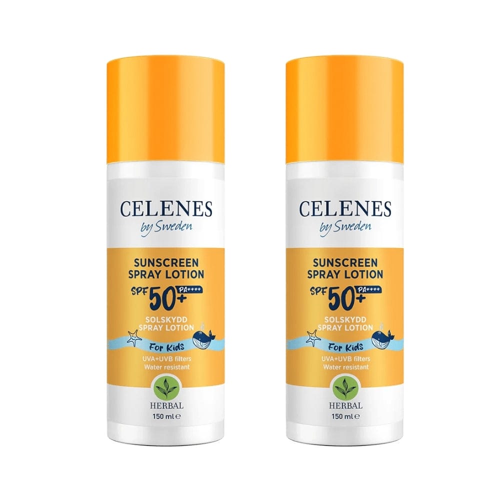 Celenes by Sweden Herbal Sunscreen Spray Lotion for Kids  50 Spf  150 ml / 5 fl oz -2 Pack - By Baano