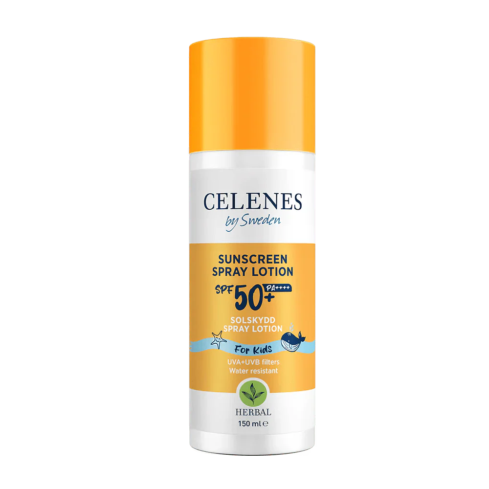 Celenes by Sweden Herbal Sunscreen Spray Lotion for Kids  50 Spf  150 ml / 5 fl oz - By Baano