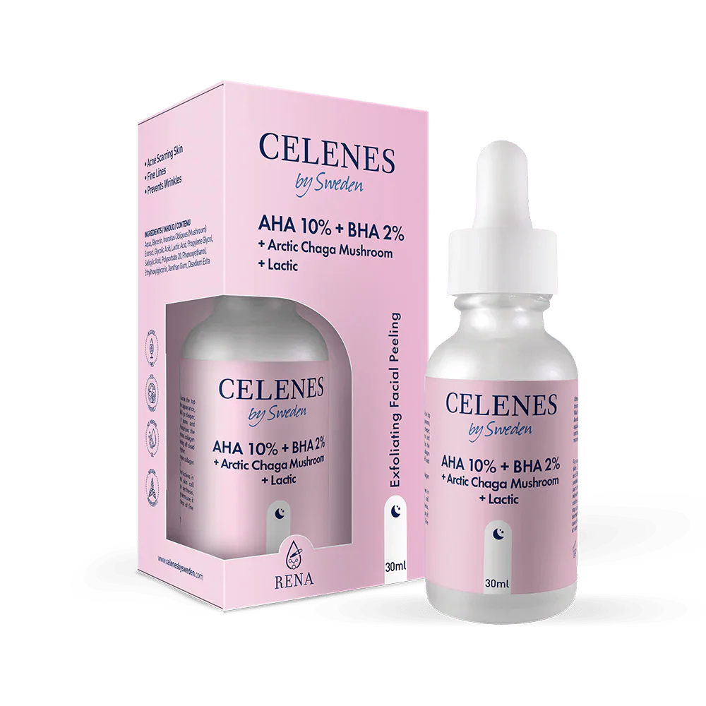 Celenes by Sweden Rena AHA 10% + BHA 2% + Arctic Chaga Mushroom + Lactic 30 ml Chivela