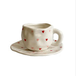 Ceramic Heart Mug and Saucer Set