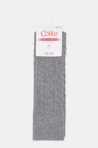 Cotton Knee Highs Conte Classic 010 - Cotton Blend and Knitted Pattern - By Baano