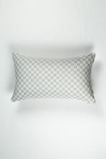 Checkered Brocade Pillow - Grey & White