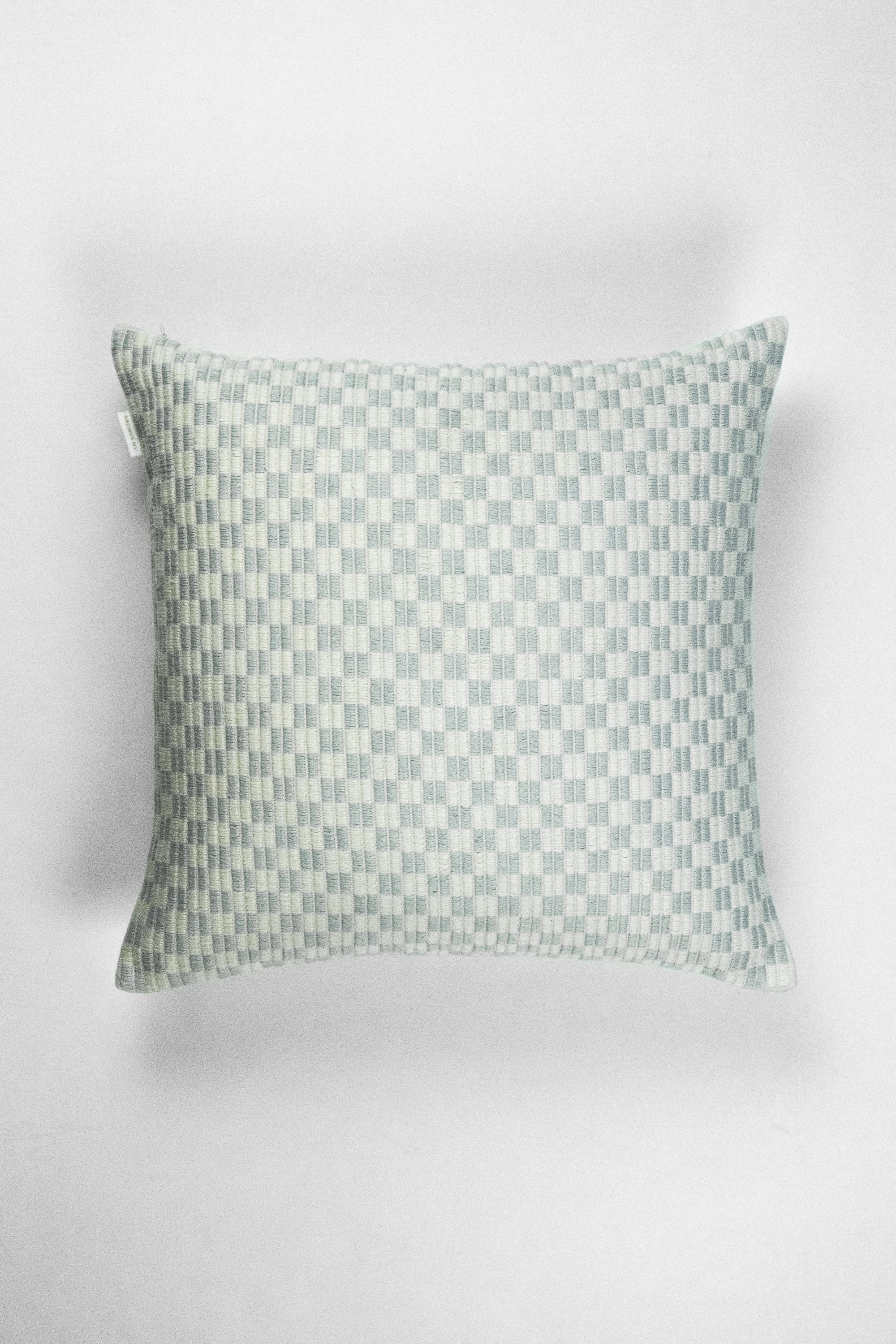 Checkered Brocade Pillow - Grey & White