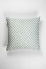 Checkered Brocade Pillow - Grey & White