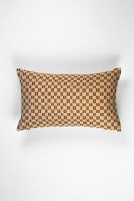 Checkered Brocade Pillow - Pink & Umber