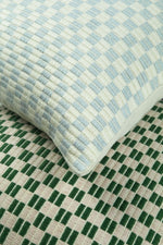 Checkered Brocade Pillow - Grey & White
