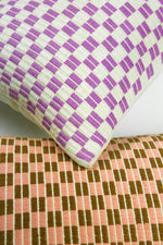 Checkered Brocade Pillow - Lilac & White