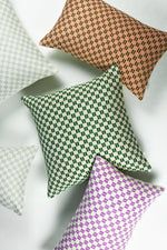 Checkered Brocade Pillow - Lilac & White