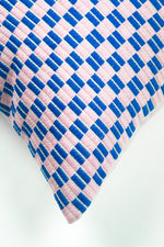 Checkered Blue and Pink Brocade Pillows