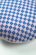 Checkered Blue and Pink Brocade Pillows