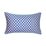 Checkered Blue and Pink Brocade Pillows