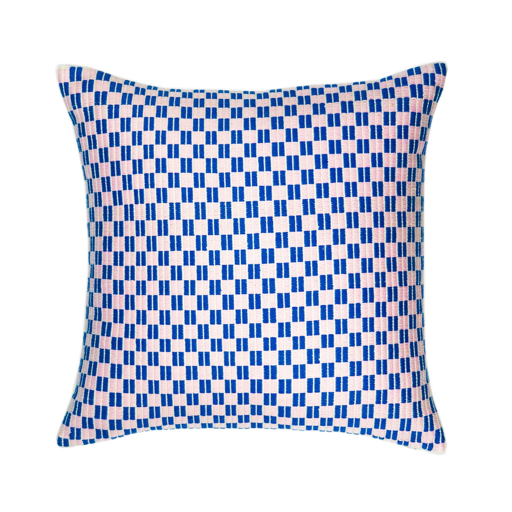 Checkered Blue and Pink Brocade Pillows