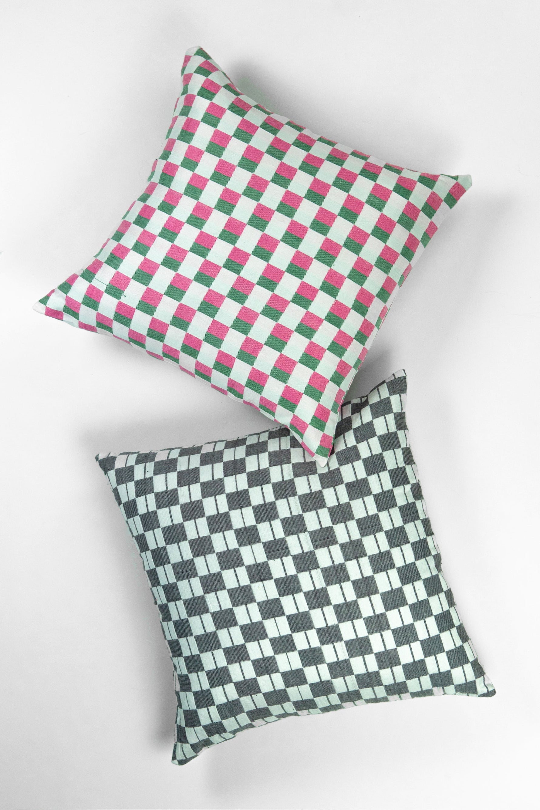 Sujani Pillow - Green & Pink Checkered