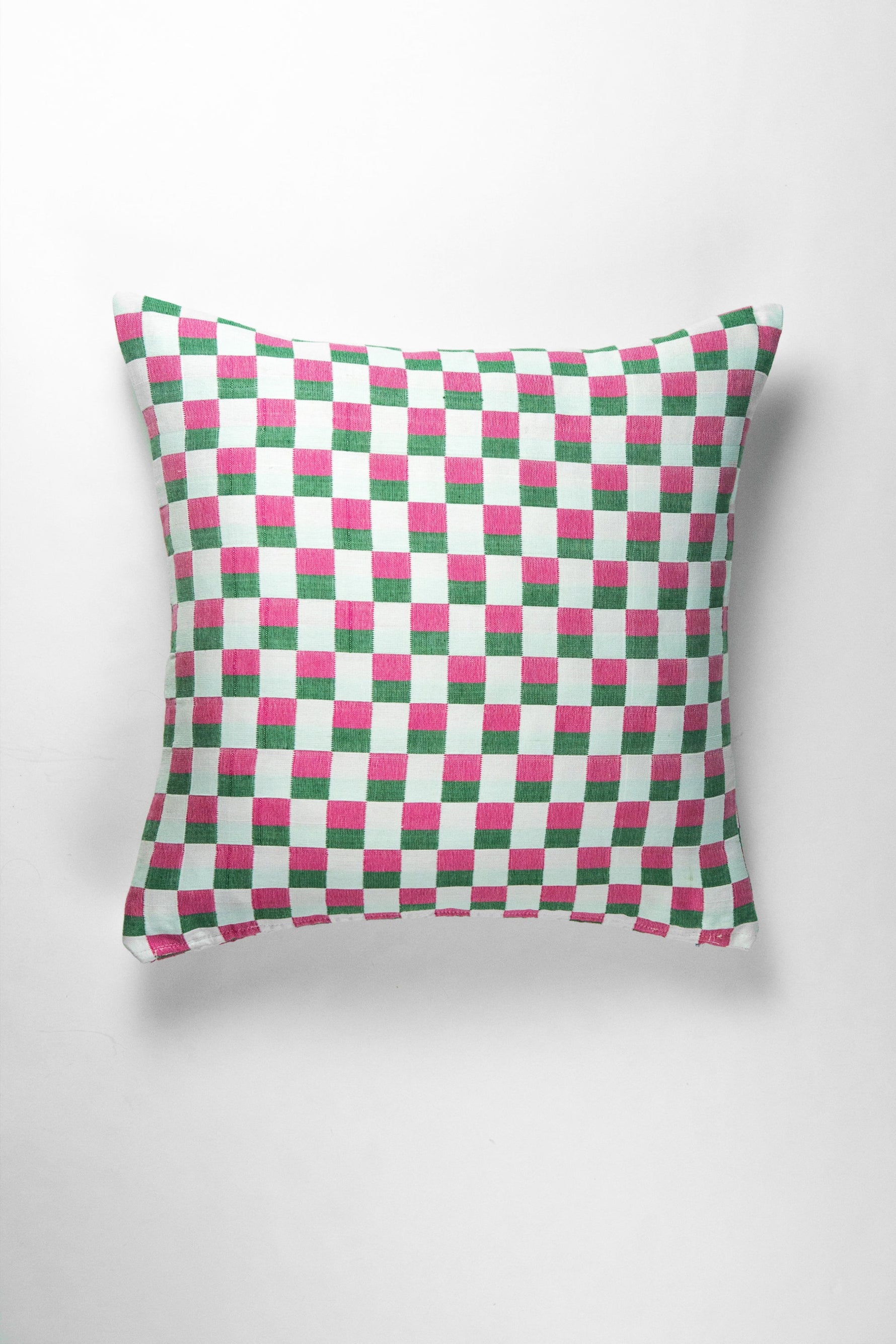 Sujani Pillow - Green & Pink Checkered