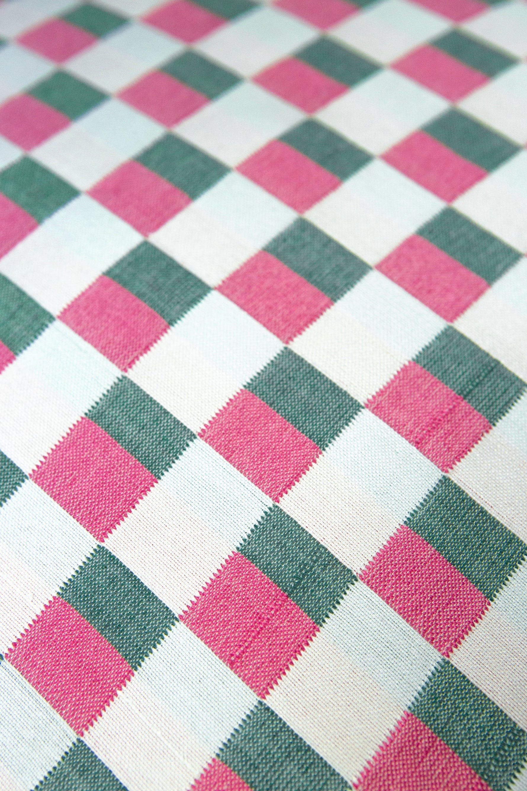 Sujani Pillow - Green & Pink Checkered
