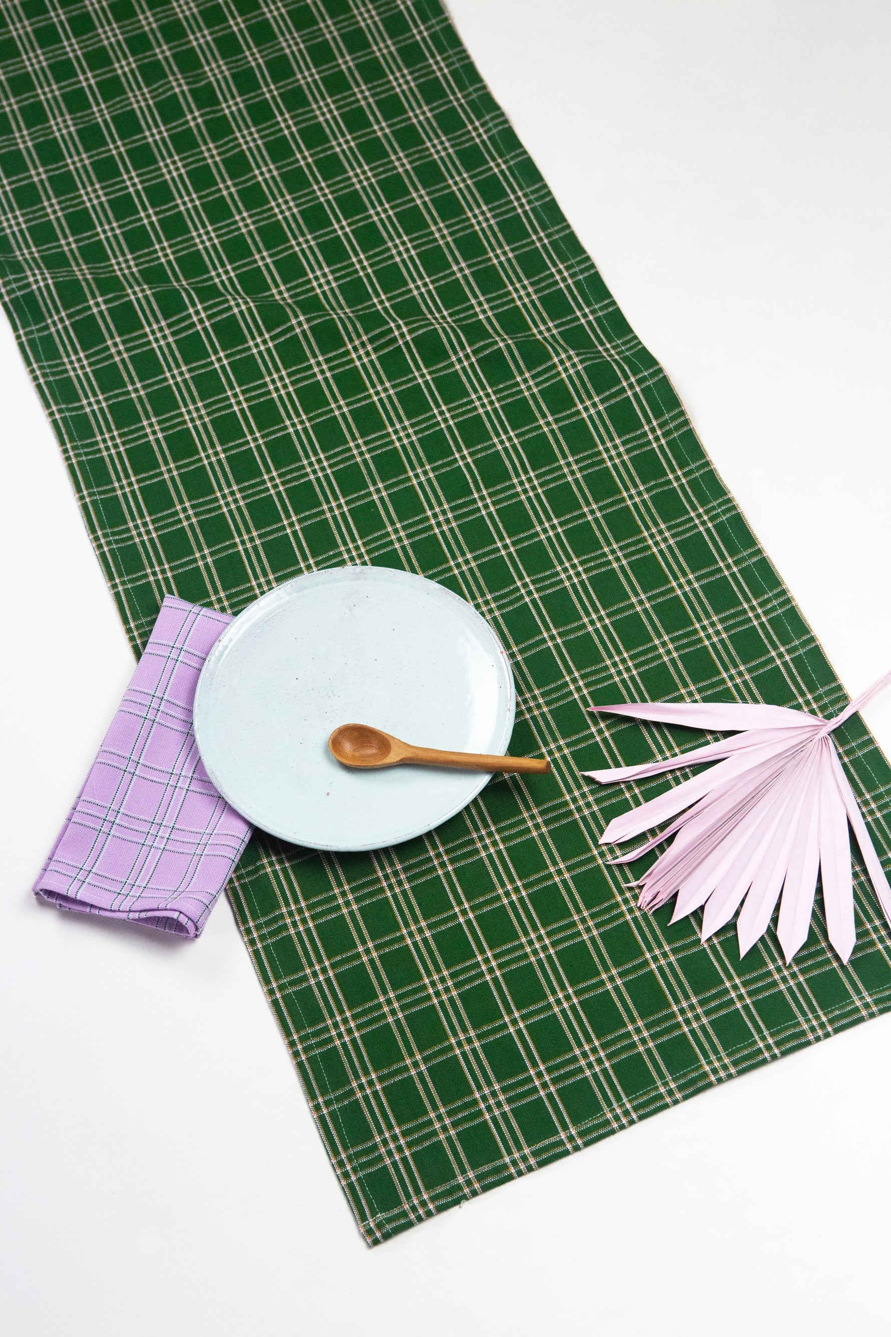 Chiapas Plaid Forest Green Table Runner