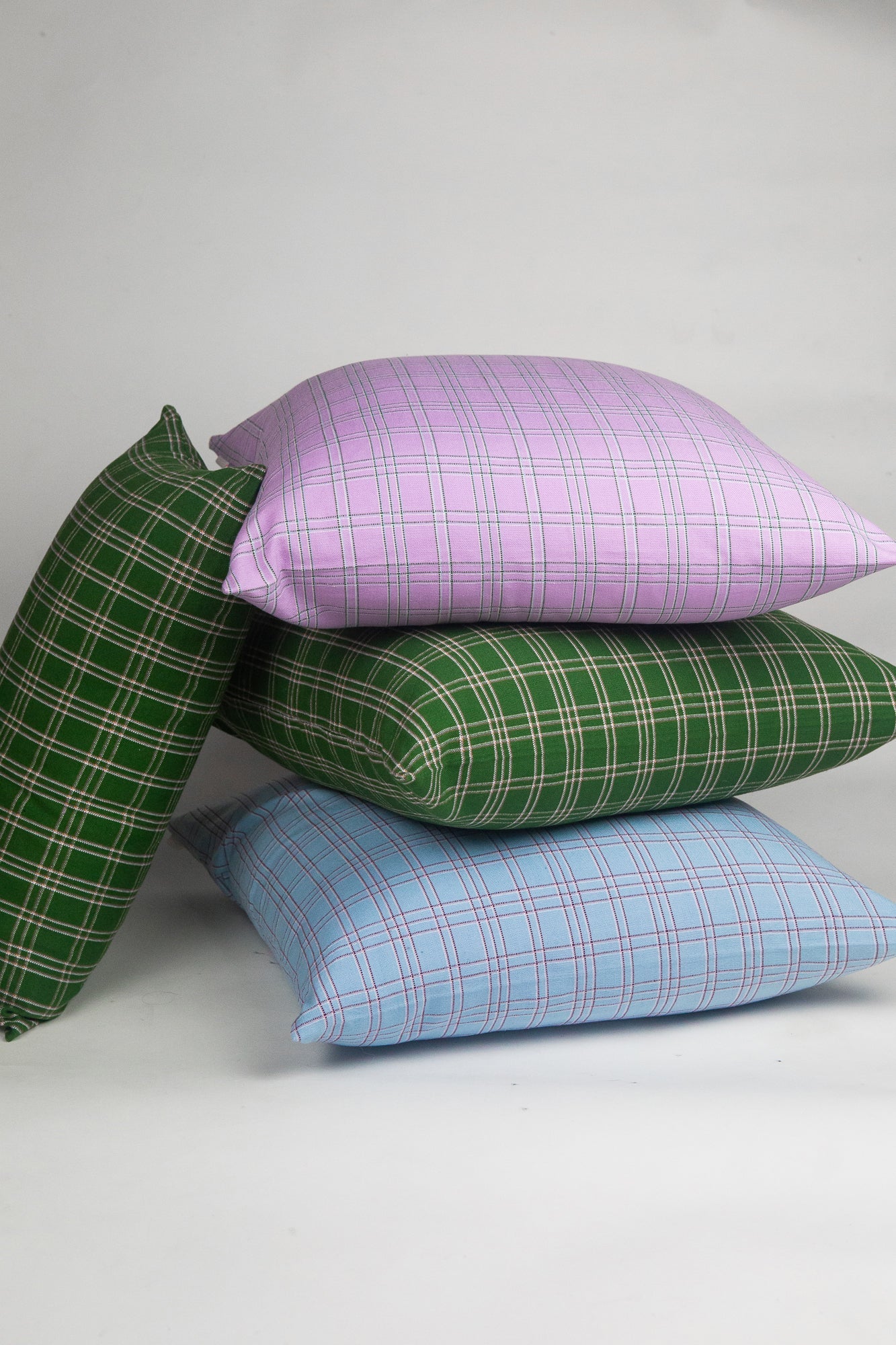 Chiapas Plaid Light Blue Pillow