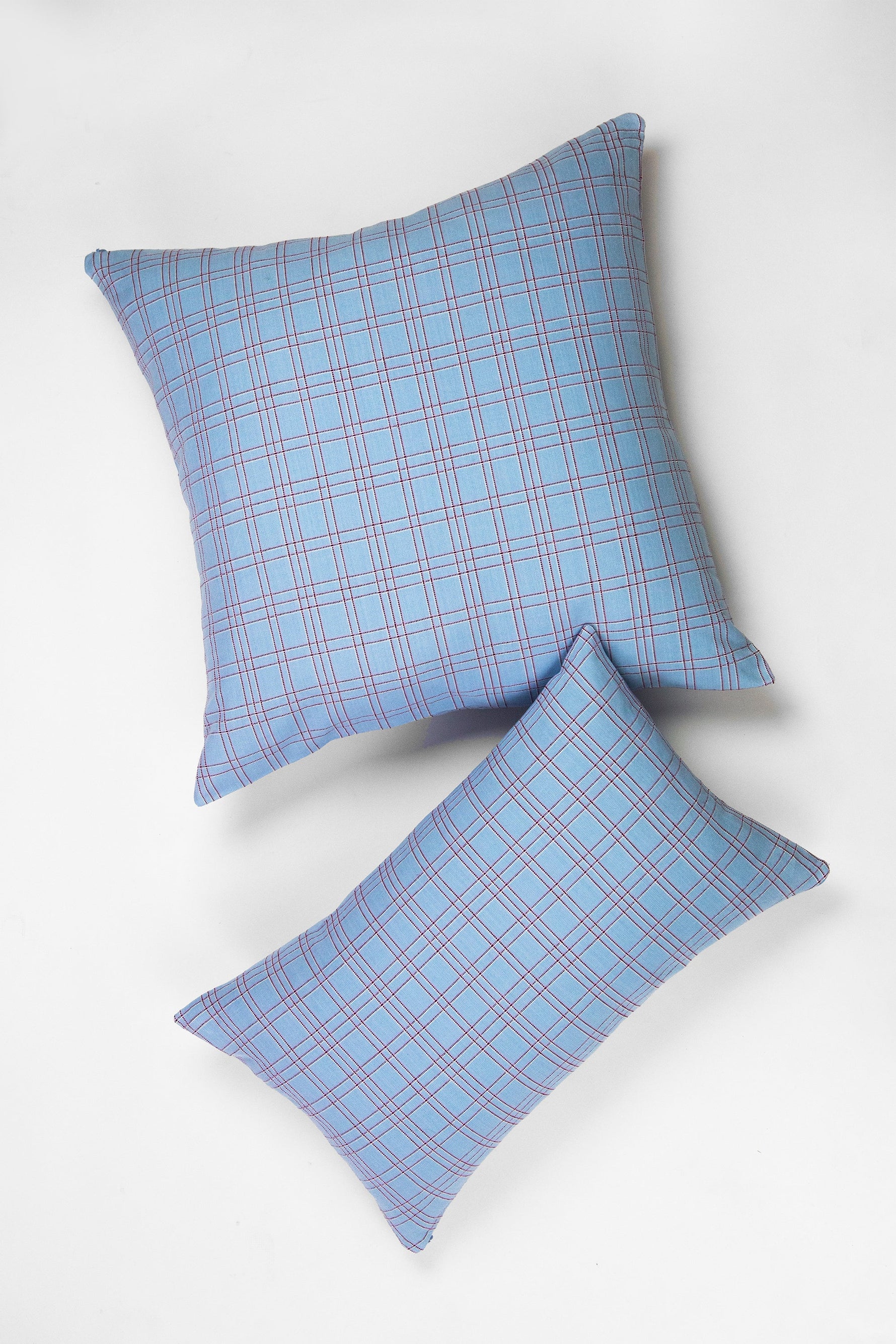 Chiapas Plaid Light Blue Pillow
