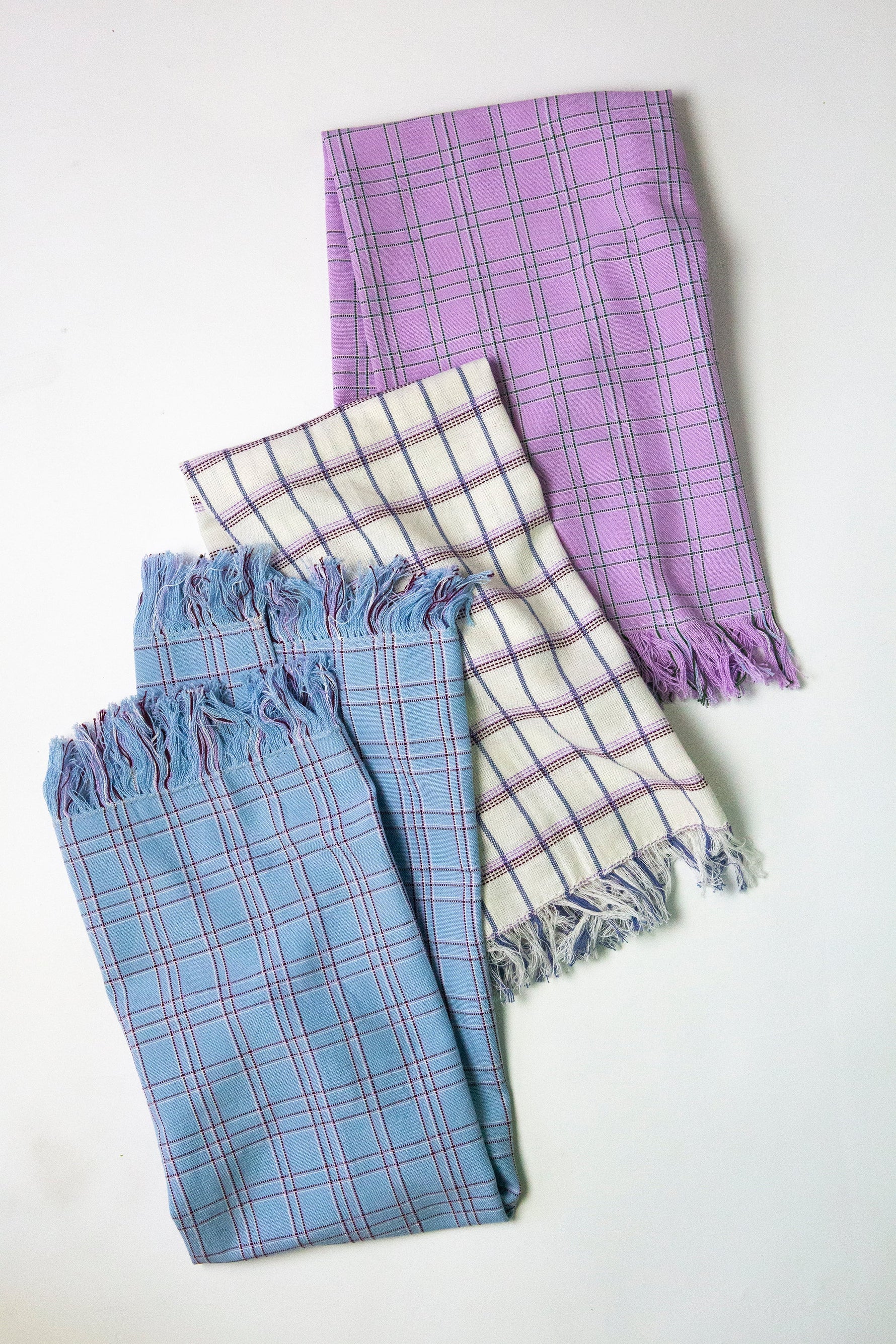 Chiapas Plaid Lilac Kitchen Towel