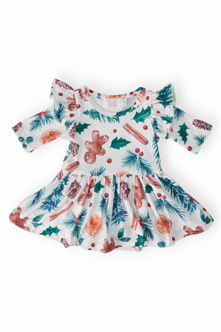 Classic Christmas Twirl Flutter Bodysuit - By Baano