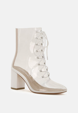 toni clear lace-up ankle boots with block heel