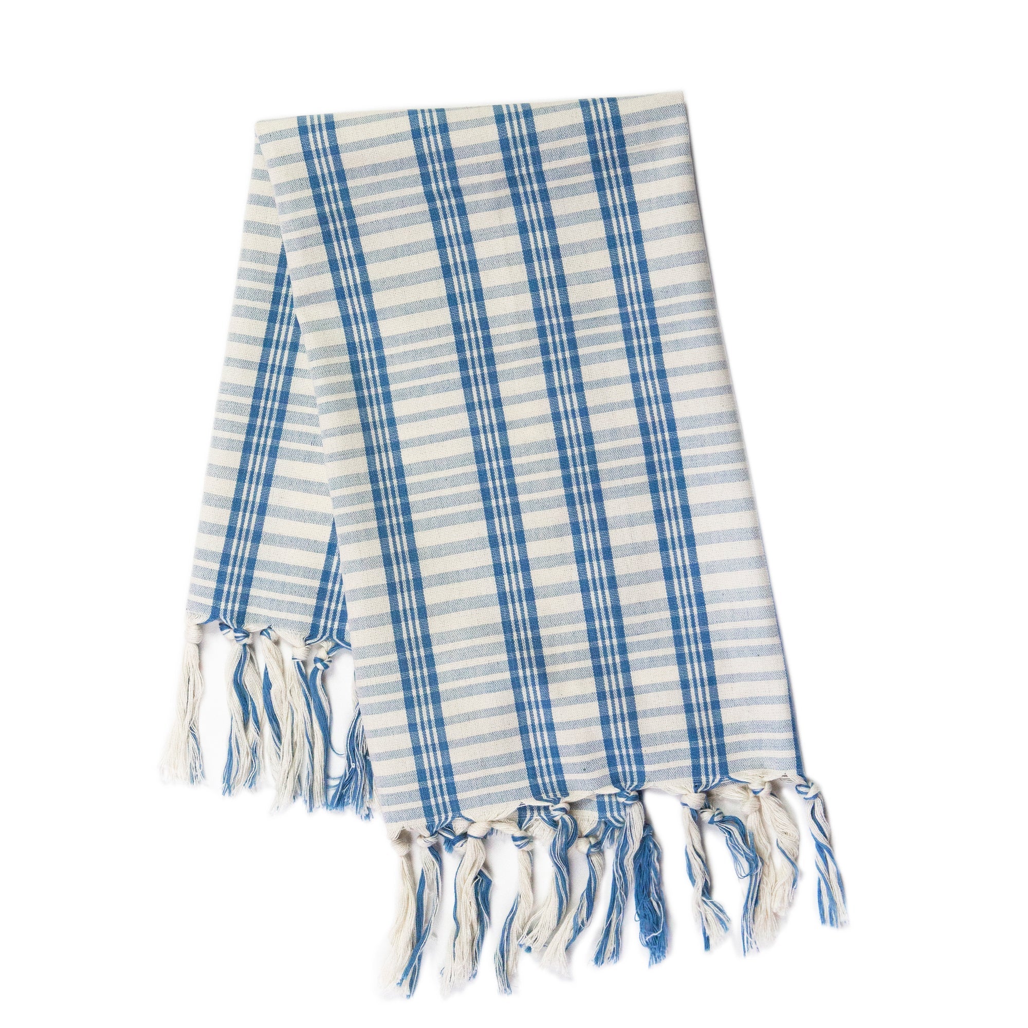 Coco Plaid Towel in Natural Indigo