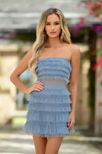 Size XL, Georgia Mini Dress - Smoky Blue - FINAL SALE