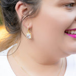 Emerald -cut Halo Earrings in Gold - Transitions Perfectly from Day to Night