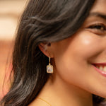 Emerald -cut Halo Earrings in Gold - Transitions Perfectly from Day to Night