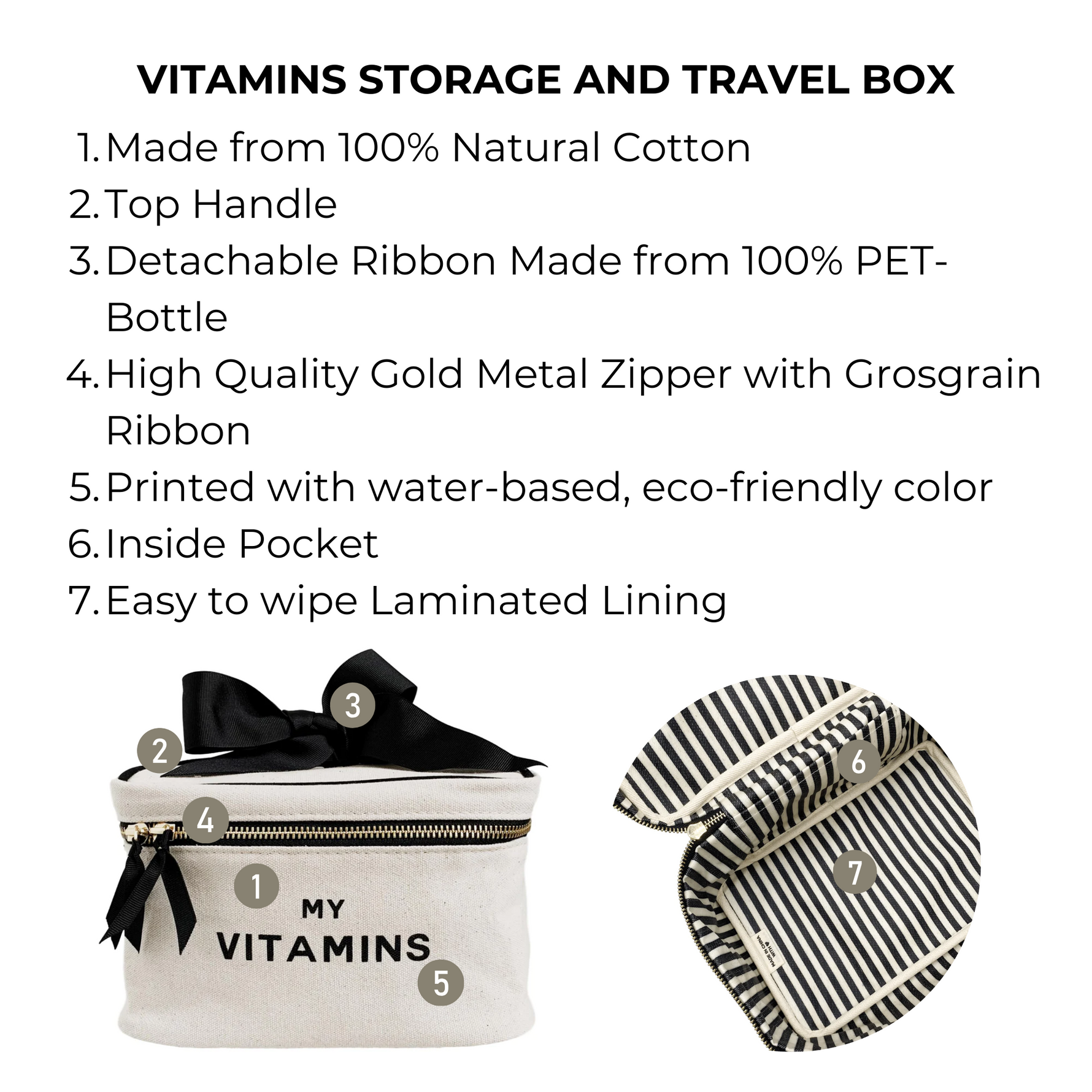 Vitamins Storage and Travel Box, Cream