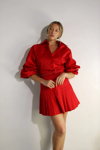 Passion in Paris Bubble Sleeve Skirt Set - By Baano