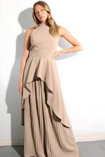 Escape to Milan Taupe Pleated Pants Set - By Baano