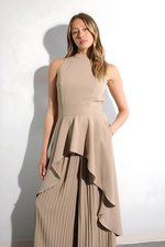 Escape to Milan Taupe Pleated Pants Set - By Baano