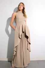 Escape to Milan Taupe Pleated Pants Set - By Baano