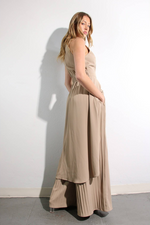 Escape to Milan Taupe Pleated Pants Set - By Baano