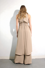 Escape to Milan Taupe Pleated Pants Set - By Baano
