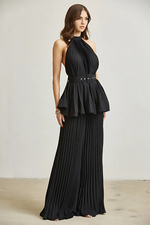 Midnight in Monaco Chiffon Pleated Pant Set - By Baano