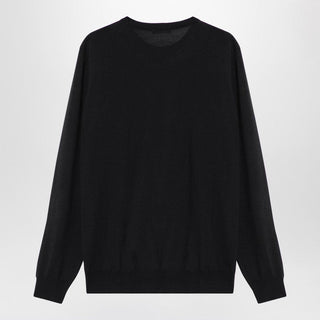 Dark Grey Wool Crew-neck Sweater - By Baano