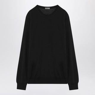 Black Wool Crew-neck Sweater - By Baano