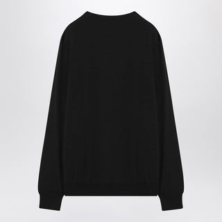 Black Wool Crew-neck Sweater - By Baano