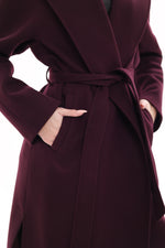 Cambridge Comfort Wraparound Wool Cashmere Coat in Royal Burgundy