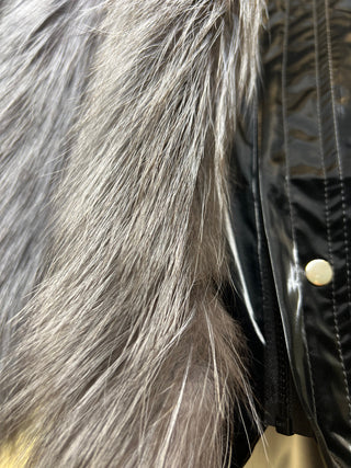 Genuine Silver Fox Fully Lined Hood Rabbit Insulated Parka - By Baano