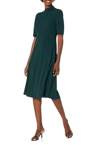 Donna Morgan Mock Neck Crepe Fit and Flare Dress - Glamourous Grace