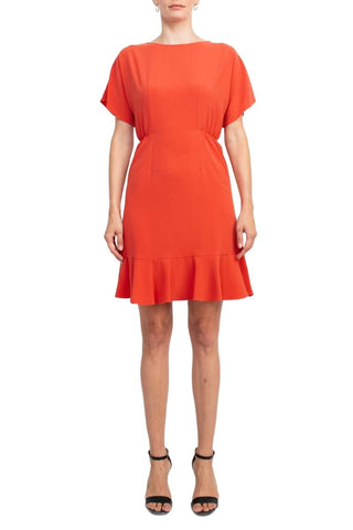 Donna Morgan Crew Neck Short Sleeve Fit & Flare Zipper Back Solid Jersey Dress - Glamourous Grace