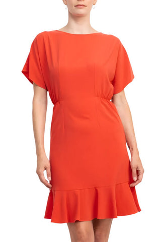 Donna Morgan Crew Neck Short Sleeve Fit & Flare Zipper Back Solid Jersey Dress - Glamourous Grace