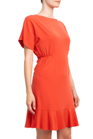 Donna Morgan Crew Neck Short Sleeve Fit & Flare Zipper Back Solid Jersey Dress - Glamourous Grace