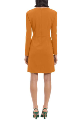 Donna Morgan Long Sleeve Sheath Dress with Flap Pockets at Side Hips - Glamourous Grace
